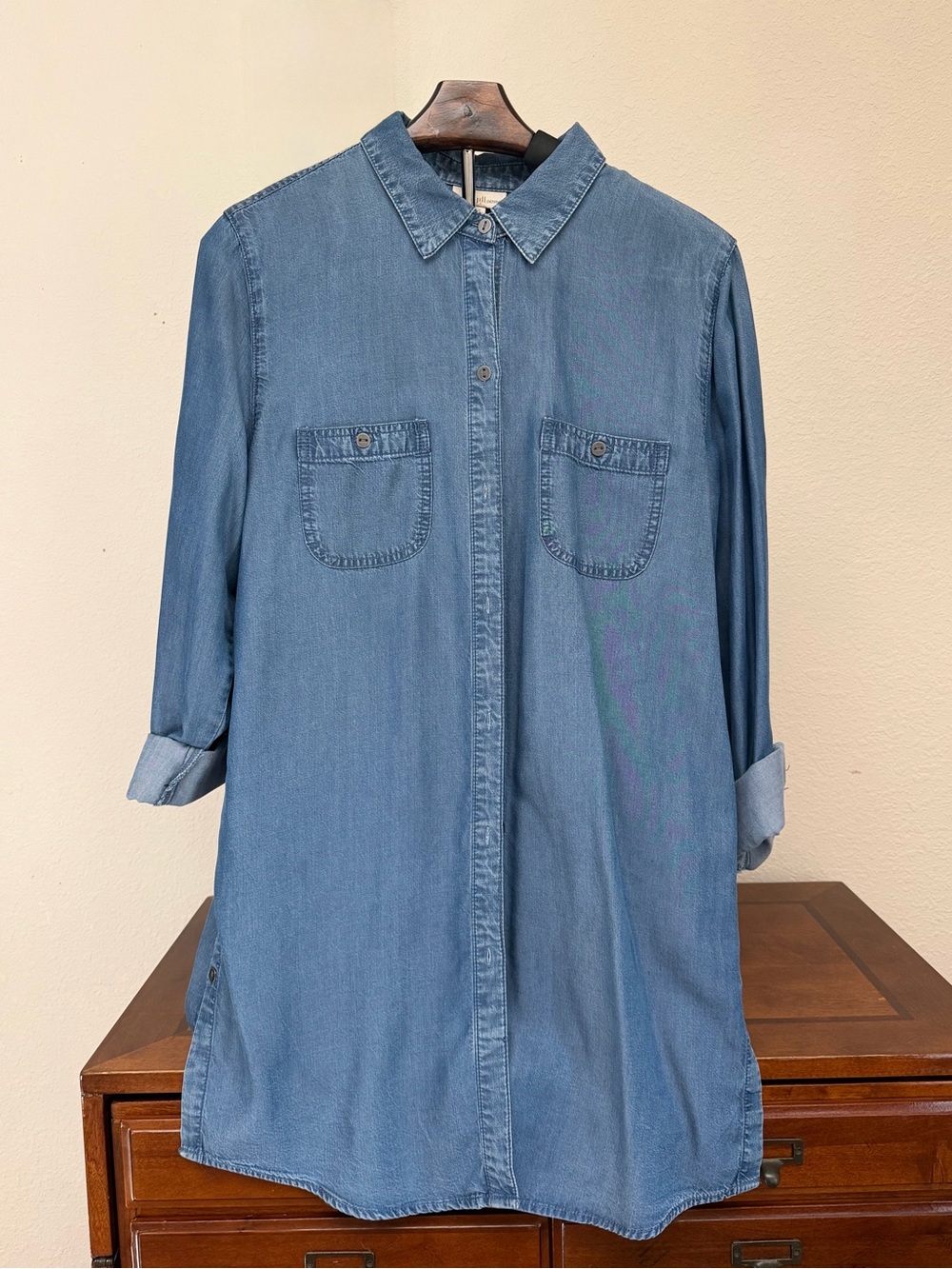 J. Jill Light Wash Denim Shirt Dress